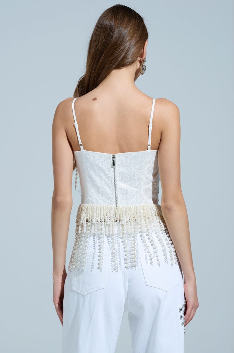 BOLD FRINGE PEARL TOP