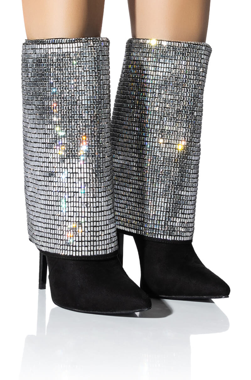 AZALEA WANG MILLONA EMBELLISHED BOOTIE IN SILVER