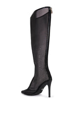 AZALEA WANG NICOLAI BLACK MESH KNEE HIGH BOOT