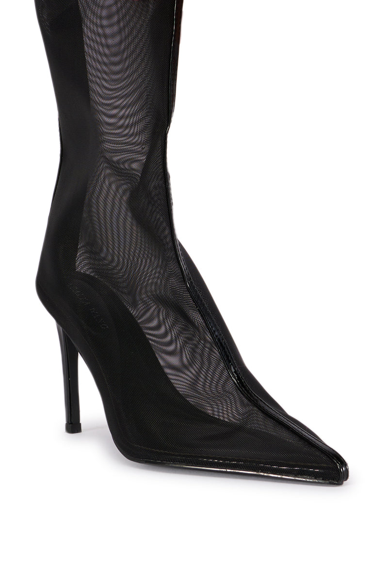AZALEA WANG NICOLAI BLACK MESH KNEE HIGH BOOT