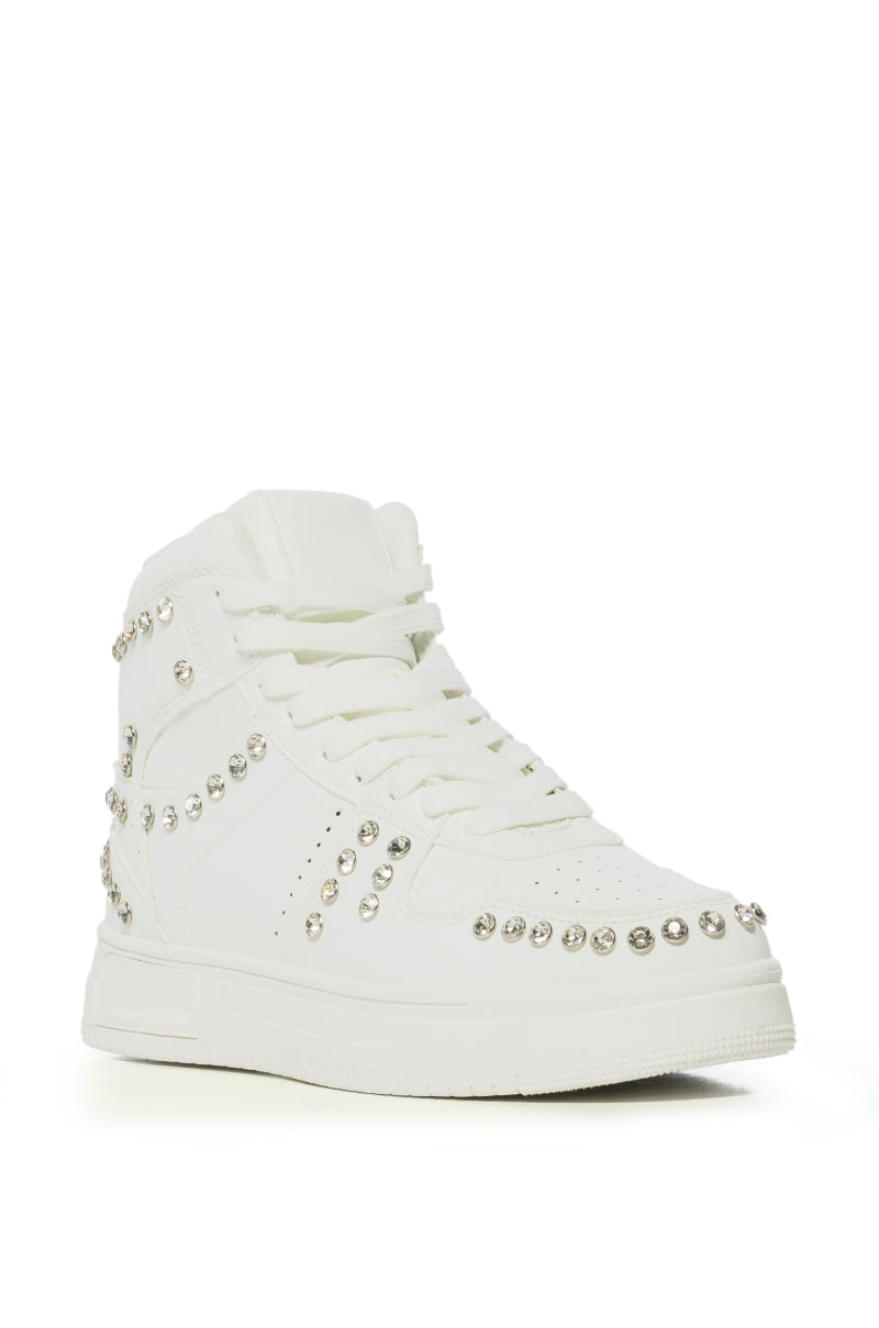 AZALEA WANG NIMBUS WHITE EMBELLISHED HIGH TOP SNEAKER