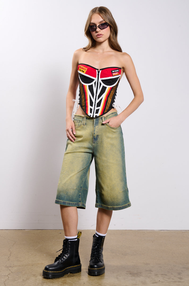 NEED FOR SPEED ZIP UP FRONT CORSET TOP